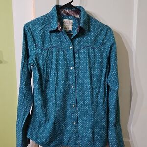 Roper Teal Geometric Western Shirt